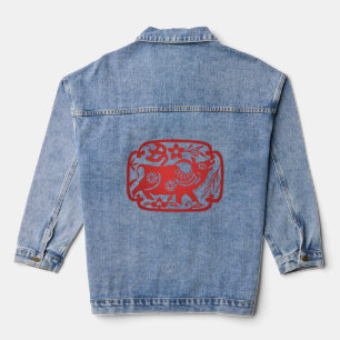 Chinesisches Ox-Papier schneiden Jeansjacke