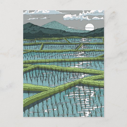 Chinesisches Paddy Field Postkarte (Vorderseite)