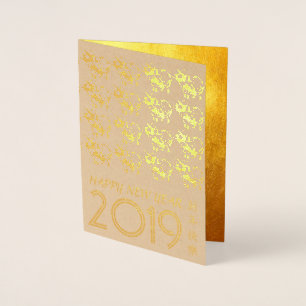 Chinesisches Papercut Pig Year 2019 Luxury Kraft C Folienkarte