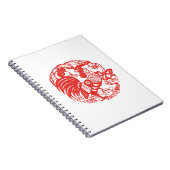 Chinesisches Papercut-Rooster-Jahr-2017-Notebook Notizblock (Rechte Seite)