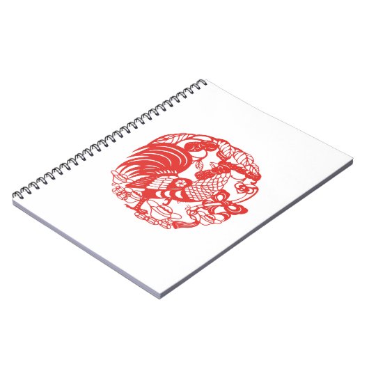 Chinesisches Papercut-Rooster-Jahr-2017-Notebook Notizblock (Linke Seite)