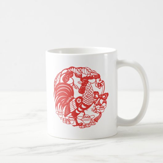 Chinesisches Papercut-Verzeichnis Jahr ZodiacBirth Kaffeetasse (Rechts)