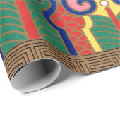 CHINESISCHES PATTERNPAPIER BLAU UND ROT GESCHENKPAPIER (Rolleneckpunkt)