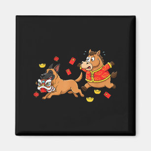 Chinesisches Pferd Belgischer Malinois Männer Frau Magnet
