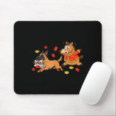 Chinesisches Pferd Belgischer Malinois Männer Frau Mousepad (Mit Mouse)