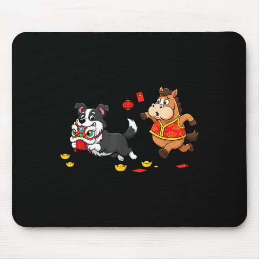 Chinesisches Pferd Border Collie Kinder Männer Fra Mousepad (Vorne)