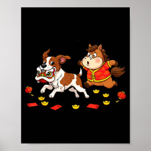 Chinesisches Pferd Bretagne Lustig Kinder Männer F Poster