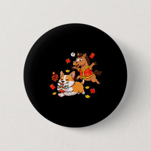 Chinesisches Pferd Corgi Lustige Kinder Männer Fra Button