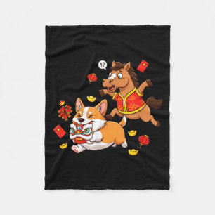 Chinesisches Pferd Corgi Lustige Kinder Männer Fra Fleecedecke