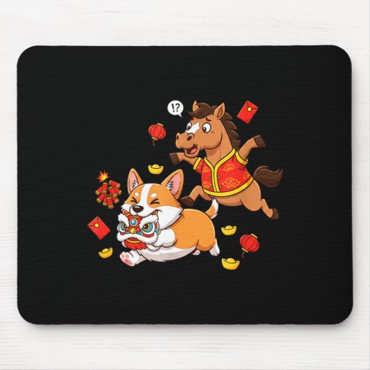 Chinesisches Pferd Corgi Lustige Kinder Männer Fra Mousepad (Vorne)