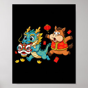 Chinesisches Pferd Drache Lustig Kinder Männer Fra Poster