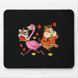 Chinesisches Pferd Flamingo Lustig Kinder Männer F Mousepad
