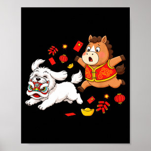 Chinesisches Pferd Havanese Lustig Kinder Männer F Poster