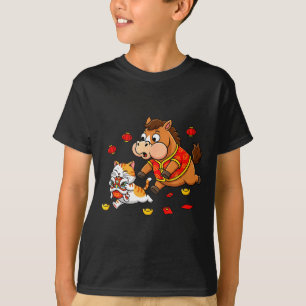 Chinesisches Pferd Katze Lustig Kinder Männer Frau T-Shirt