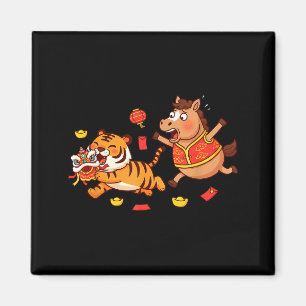 Chinesisches Pferd Lustiger Tiger Kinder Männer Fr Magnet