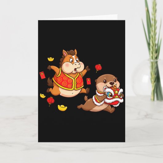 Chinesisches Pferd Otter Lustige Kinder Männer Fra Karte (Vorderseite)