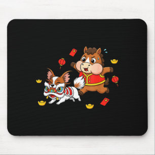Chinesisches Pferd Papillon Lustige Kinder Männer  Mousepad