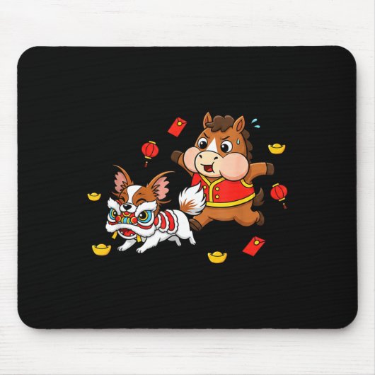 Chinesisches Pferd Papillon Lustige Kinder Männer  Mousepad (Vorne)