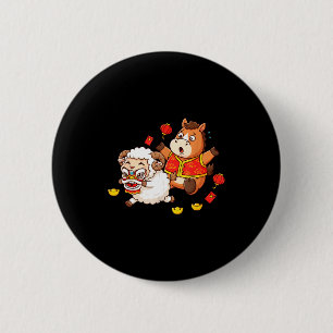 Chinesisches Pferd Schaf Lustige Kinder Männer Fra Button
