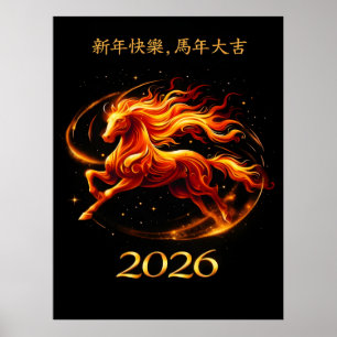 Chinesisches Pferdejahr 2026 Feierlichkeiten Poster