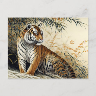 Chinesisches Pinselbild Tiger Postkarte