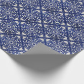 Chinesisches Porzellan: Blauer Wasserfarbenflor Geschenkpapier (Ecke)