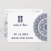 Chinesisches Porzellan - Doppeltes Glück Save the Ankündigungspostkarte (Vorne/Hinten)