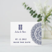 Chinesisches Porzellan - Doppeltes Glück Save the Ankündigungspostkarte (Stehend Vorderseite)