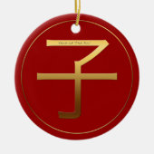 Chinesisches Rattenjahr Gold Ideogram Zodiac Birth Keramik Ornament (Vorne)