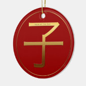 Chinesisches Rattenjahr Gold Ideogram Zodiac Birth Keramik Ornament (Links)