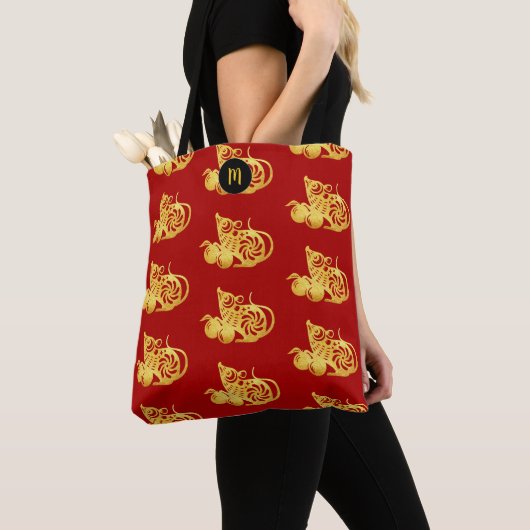 Chinesisches Rattenjahr Zodiac Gold Papier geschni Tasche (Von Nahem)