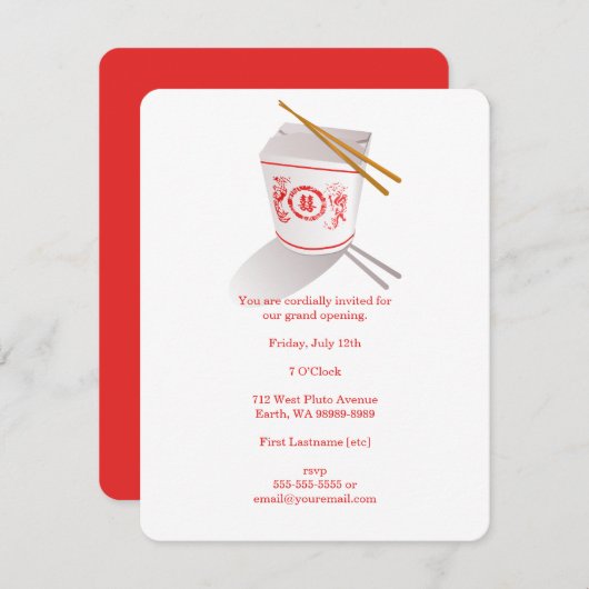Chinesisches Restaurant Einladung (Vorne/Hinten)