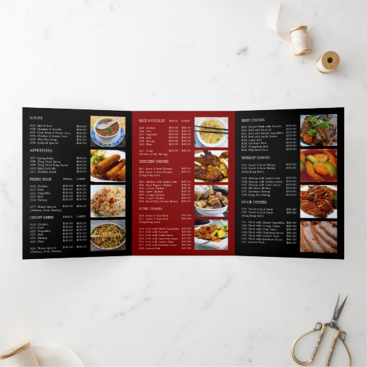 Chinesisches Restaurant Menü Tri-Fold Flyer (Innenseite)