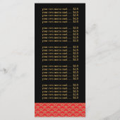 Chinesisches Restaurant Menükarte (Rückseite)