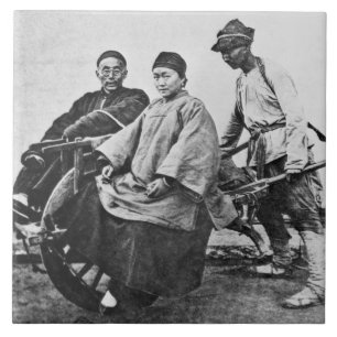 Chinesisches Rickshaw, c.1870 (b/w Foto) Fliese