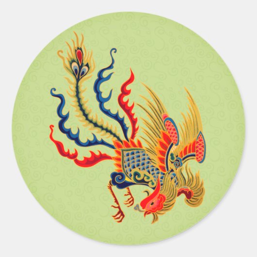 Chinesisches Rooster Art Design Runder Aufkleber (Vorderseite)