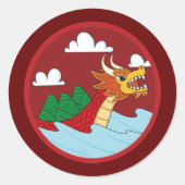 Chinesisches Rotes Drachenboot Runder Aufkleber (Vorderseite)