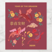 Chinesisches Rotes Party Weinetikett (Einzelnes Label)