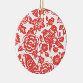 Chinesisches rotes Porzellan-Muster Keramik Ornament (Rechts)