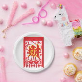 Chinesisches rotes Umschlagdesign mit Wohlstandssy Pappteller (Party)