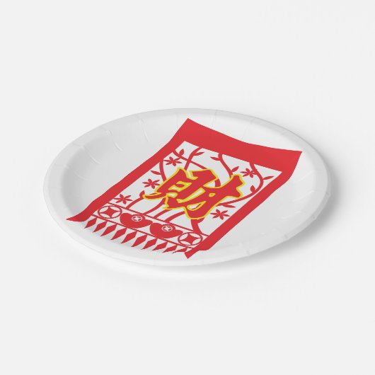 Chinesisches rotes Umschlagdesign mit Wohlstandssy Pappteller (Schrägansicht)