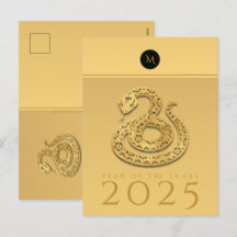 Chinesisches Schlangenjahr 2025 Elegante Monogramm