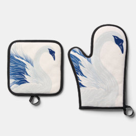 Chinesisches Schwan-Flügel-Muster (Personalisieren Ofenhandschuh & Topflappen-Set