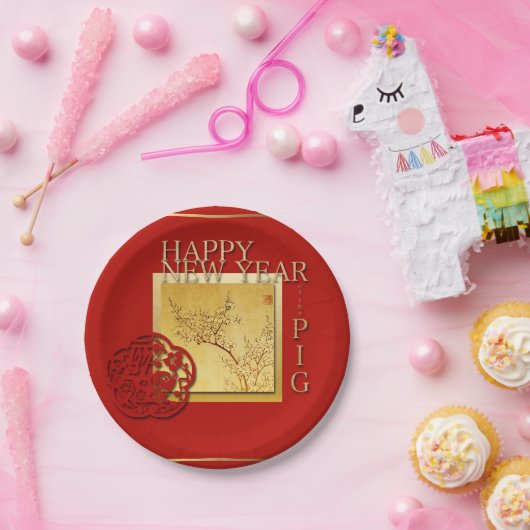 Chinesisches Schweinefleisch im Frühjahr 2019 Pappteller (Party)