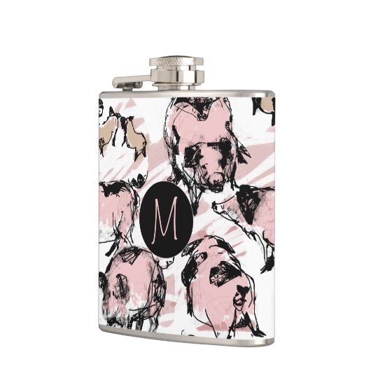 Chinesisches Schweinejahr 2019 Originale Monogramm Flachmann (Links)