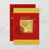 Chinesisches Schweinejahr im Frühjahr 2019 Party E Begleitkarte (Vorne/Hinten)