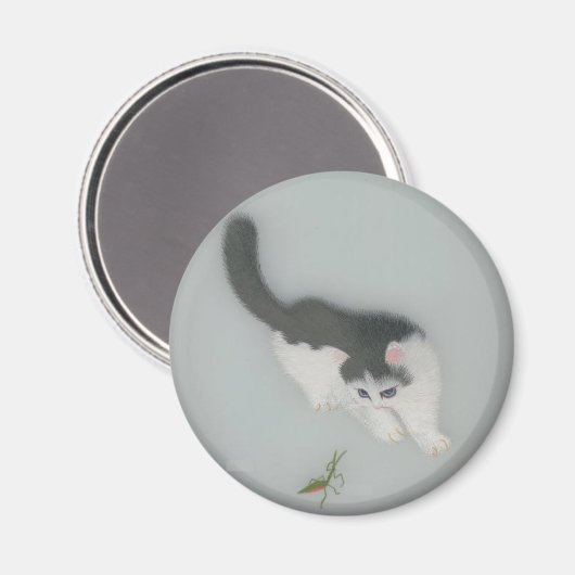 Chinesisches Seidenkatzenbild Magnet (Vorderseite/Rückseite)