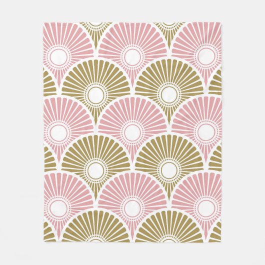 Chinesisches Semi-Wellenmuster in Rosa und Messing Fleecedecke (Vorderseite)