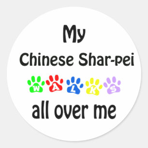 Chinesisches Shar-Pei-Walks-Design Runder Aufkleber