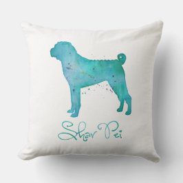 Chinesisches Shar Pei Watercolor-Design Kissen